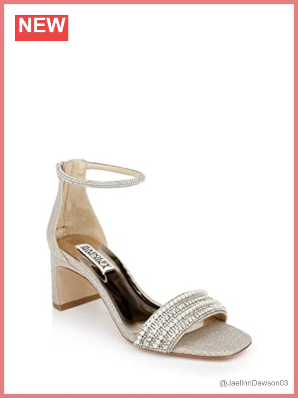 Badgley Mischka Kameryn Open-Toe Block Heel Sandal Rhinestone Satin